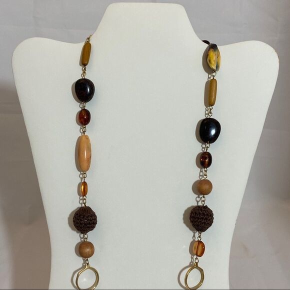 Cookie Lee Long Gold and Bead Necklace - Picture 3 of 6